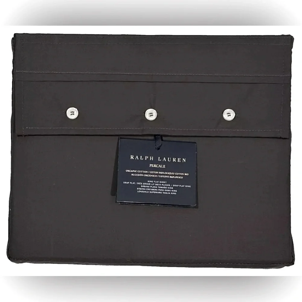 $200 NEW RALPH LAUREN HOME KING FLAT SHEET ORGANIC PERCALE LOFT GRAY